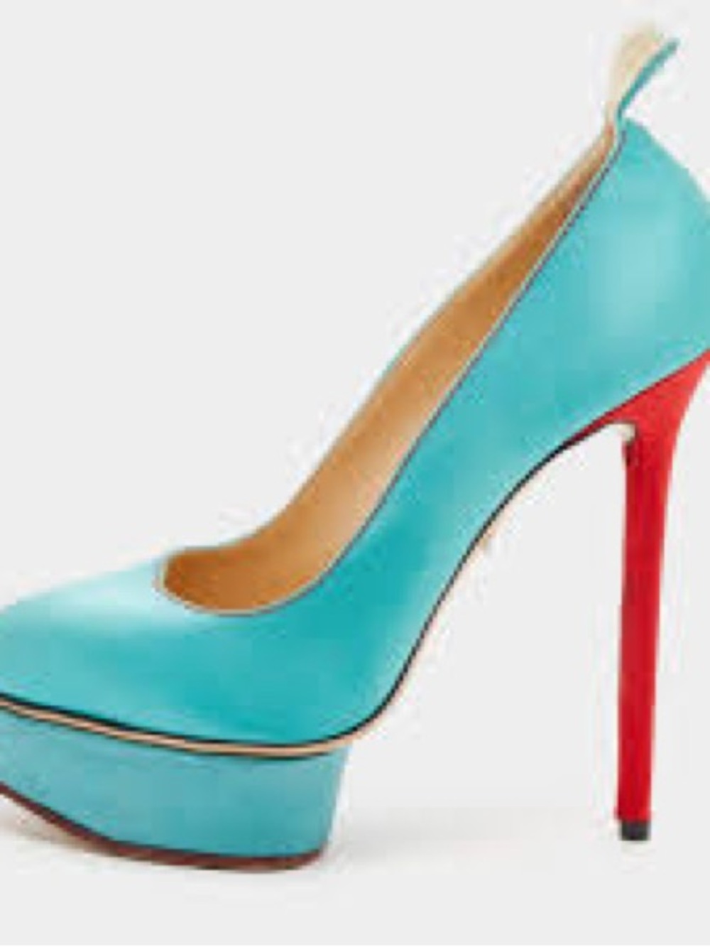 Charlotte Olympia Love Josephine Turquoise/Red Platform Pumps